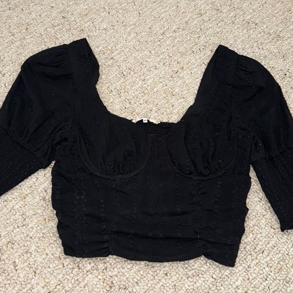Tularosa Black Eyelet Crop Top - Picture 1 of 3